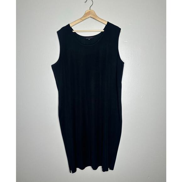 Ming Wang Plus Size Crew Neck Knit Tank Midi Dress Black Size 2X Best Seller - Picture 2 of 6